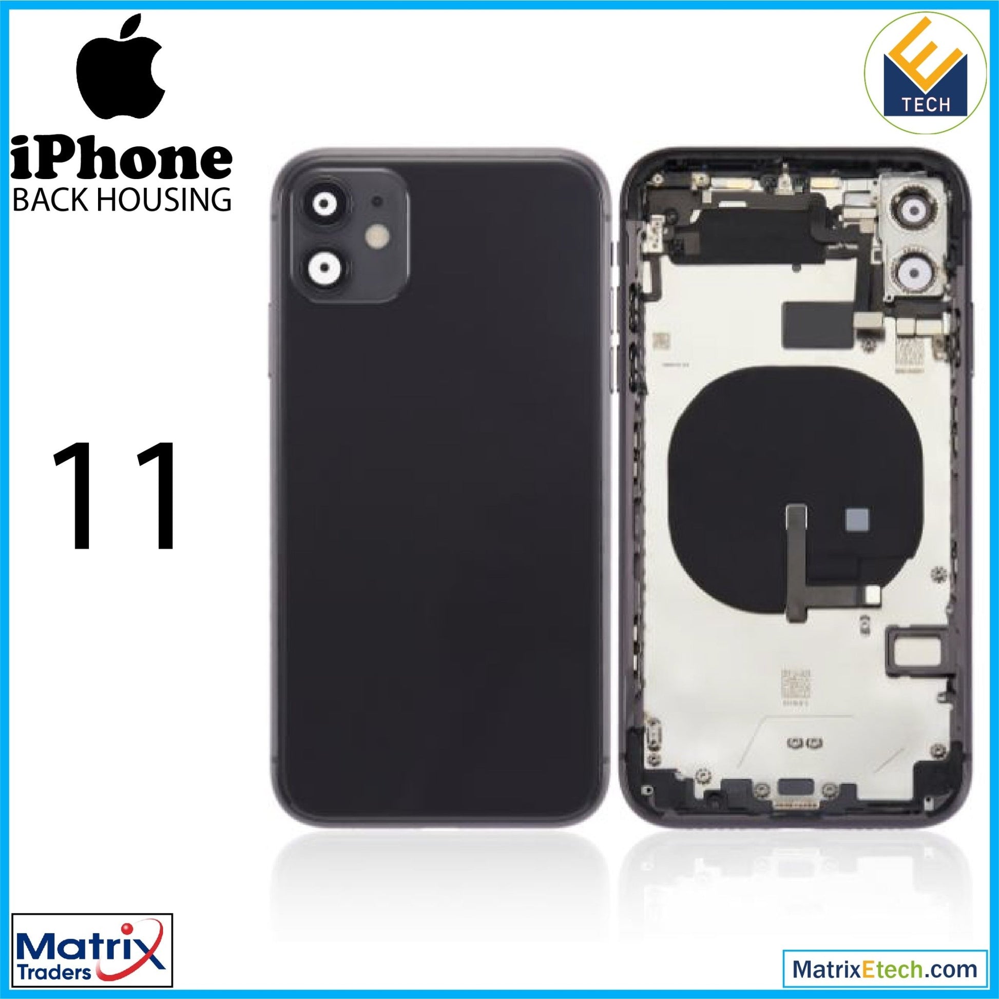 iPhone 11 Back Housing W Small Components Pre - Installed (Aftermarket Plus) - Matrix Traders