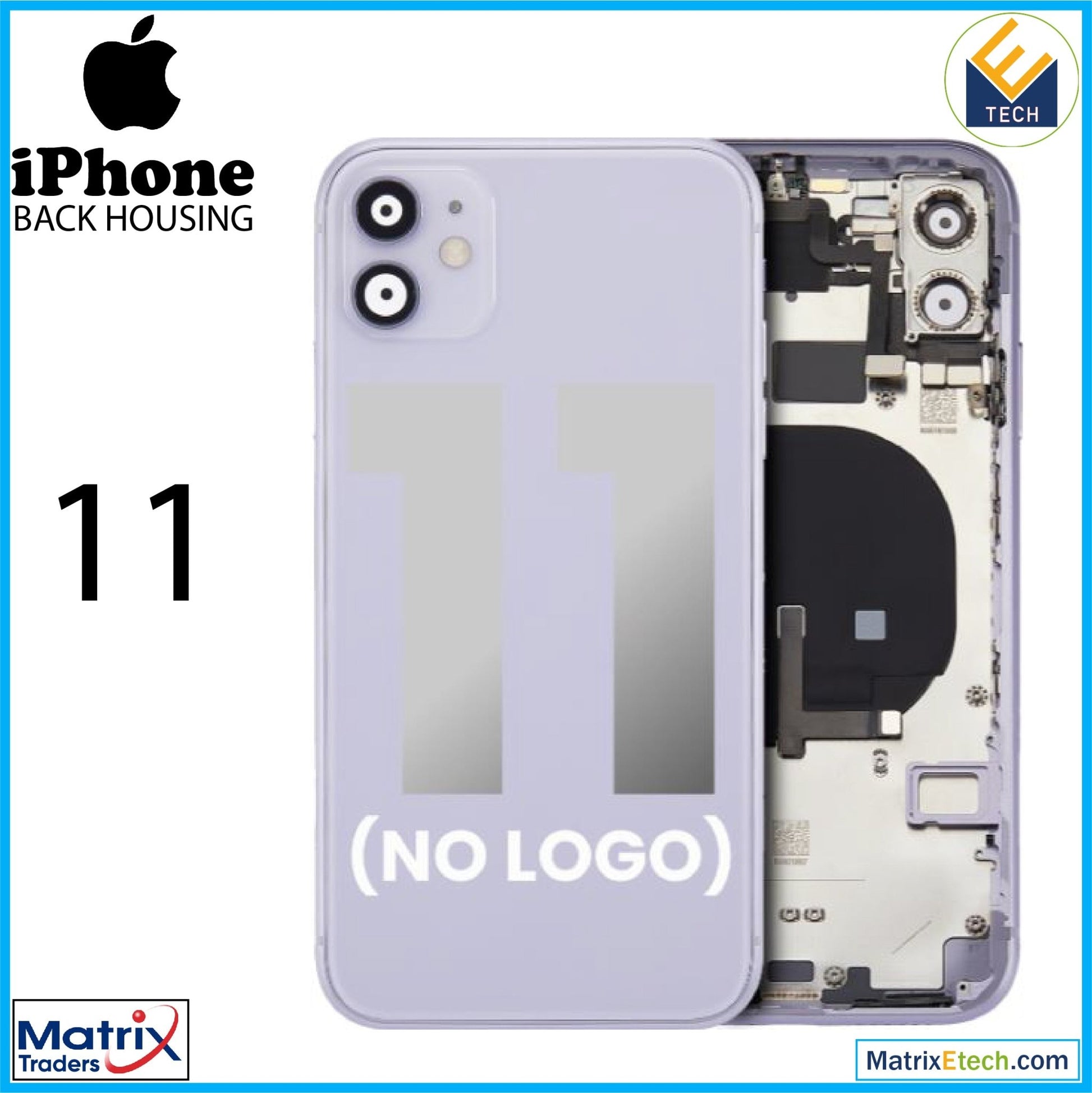 iPhone 11 Back Housing W Small Components Pre - Installed (Aftermarket Plus) - Matrix Traders