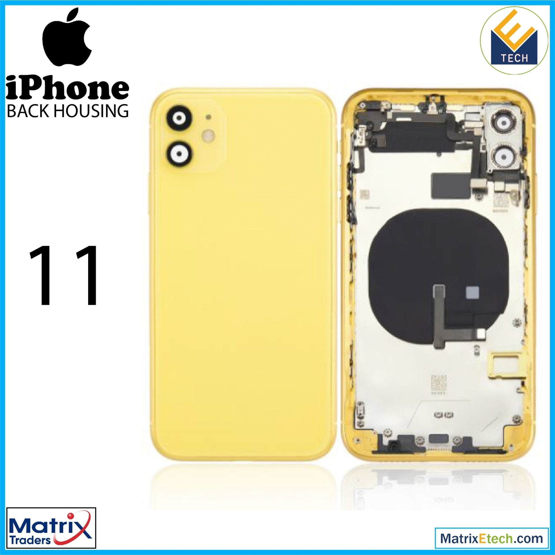 iPhone 11 Back Housing W Small Components Pre - Installed (Aftermarket Plus) - Matrix Traders