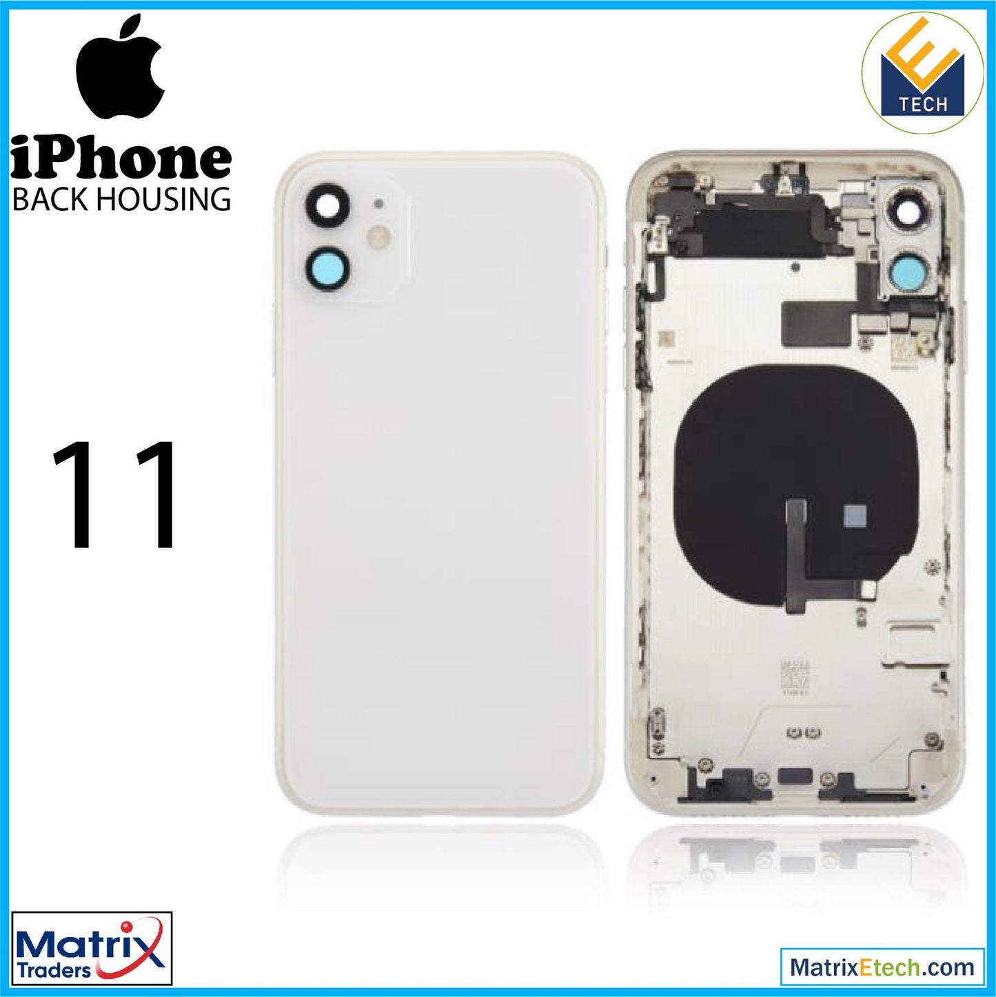 iPhone 11 Back Housing W Small Components Pre - Installed (Aftermarket Plus) - Matrix Traders