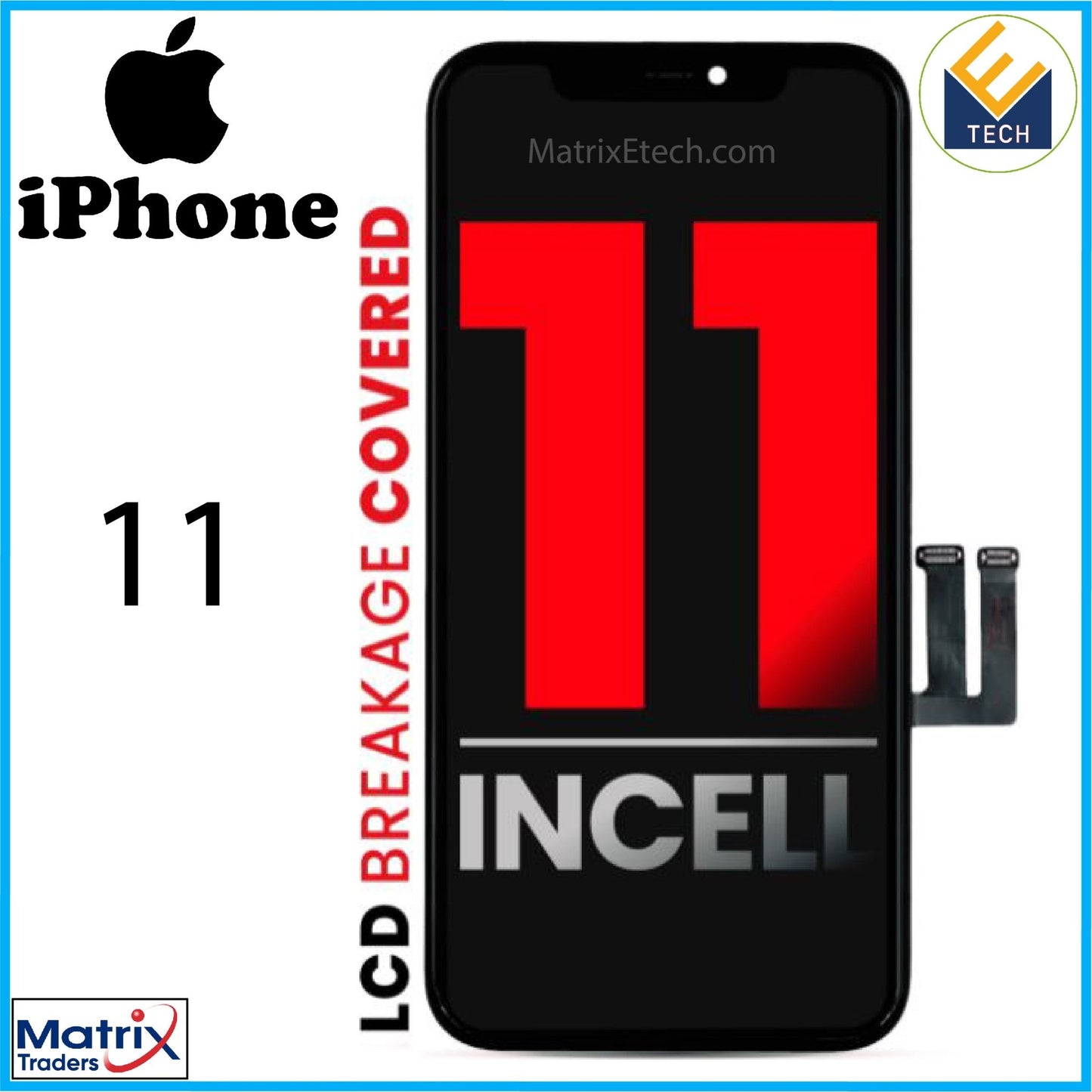 iPhone 11 LCD Screen Replacement Assembly With Steel Plate Pre - Installed - Matrix Traders