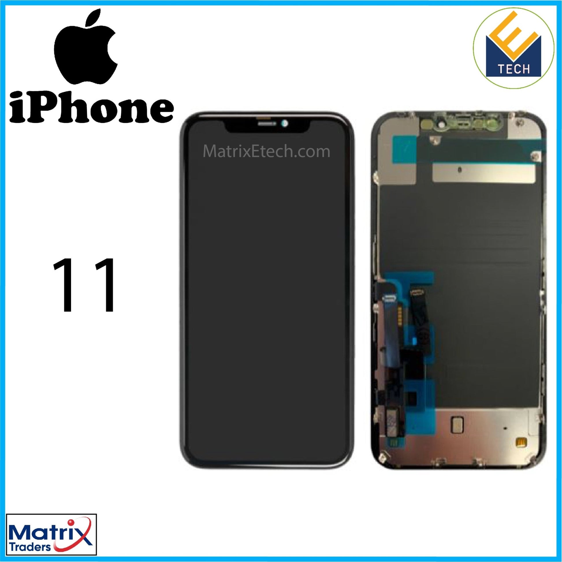 iPhone 11 LCD Screen Replacement Assembly With Steel Plate Pre - Installed - Matrix Traders