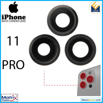 iPhone 11 Pro Back Camera Lens With Bracket & Bezel (3 Piece Set) - Matrix Traders