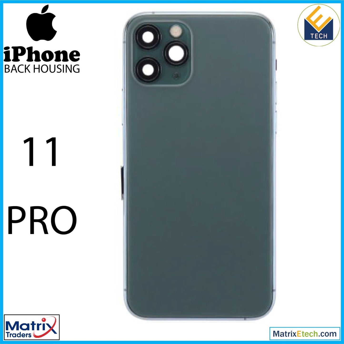 iPhone 11 Pro Back Housing W Small Components Pre - Installed (Aftermarket Plus) - Matrix Traders