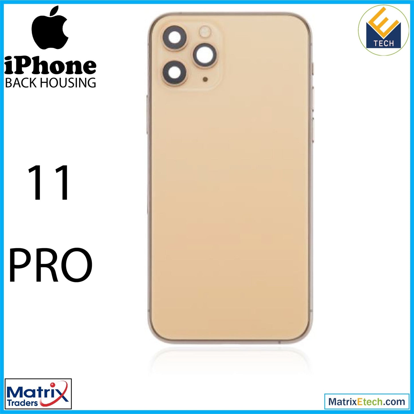 iPhone 11 Pro Back Housing W Small Components Pre - Installed (Aftermarket Plus) - Matrix Traders