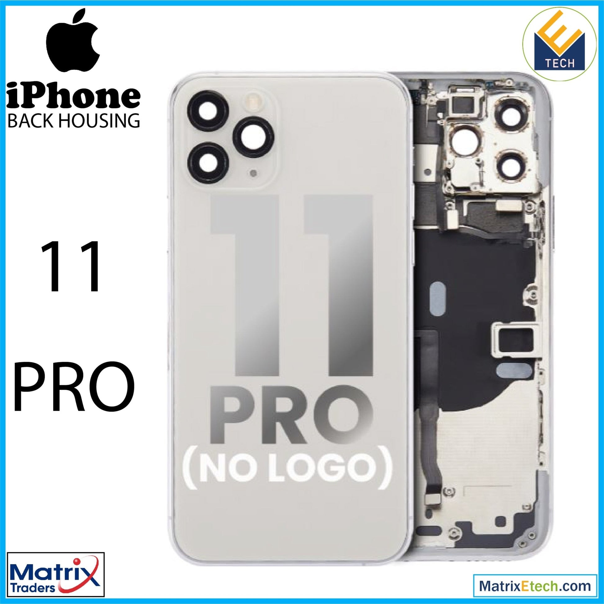 iPhone 11 Pro Back Housing W Small Components Pre - Installed (Aftermarket Plus) - Matrix Traders