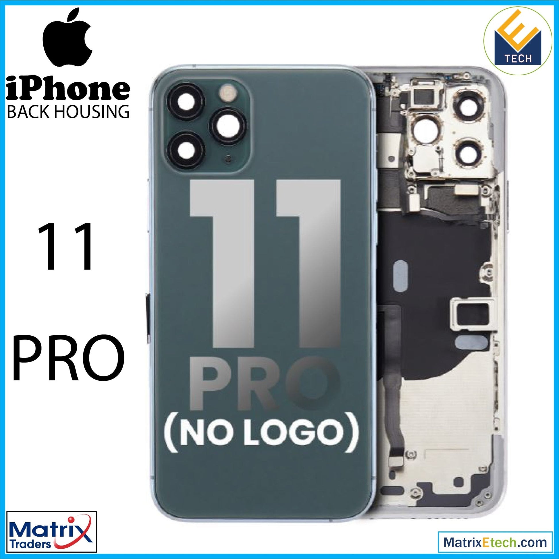 iPhone 11 Pro Back Housing W Small Components Pre - Installed (Aftermarket Plus) - Matrix Traders