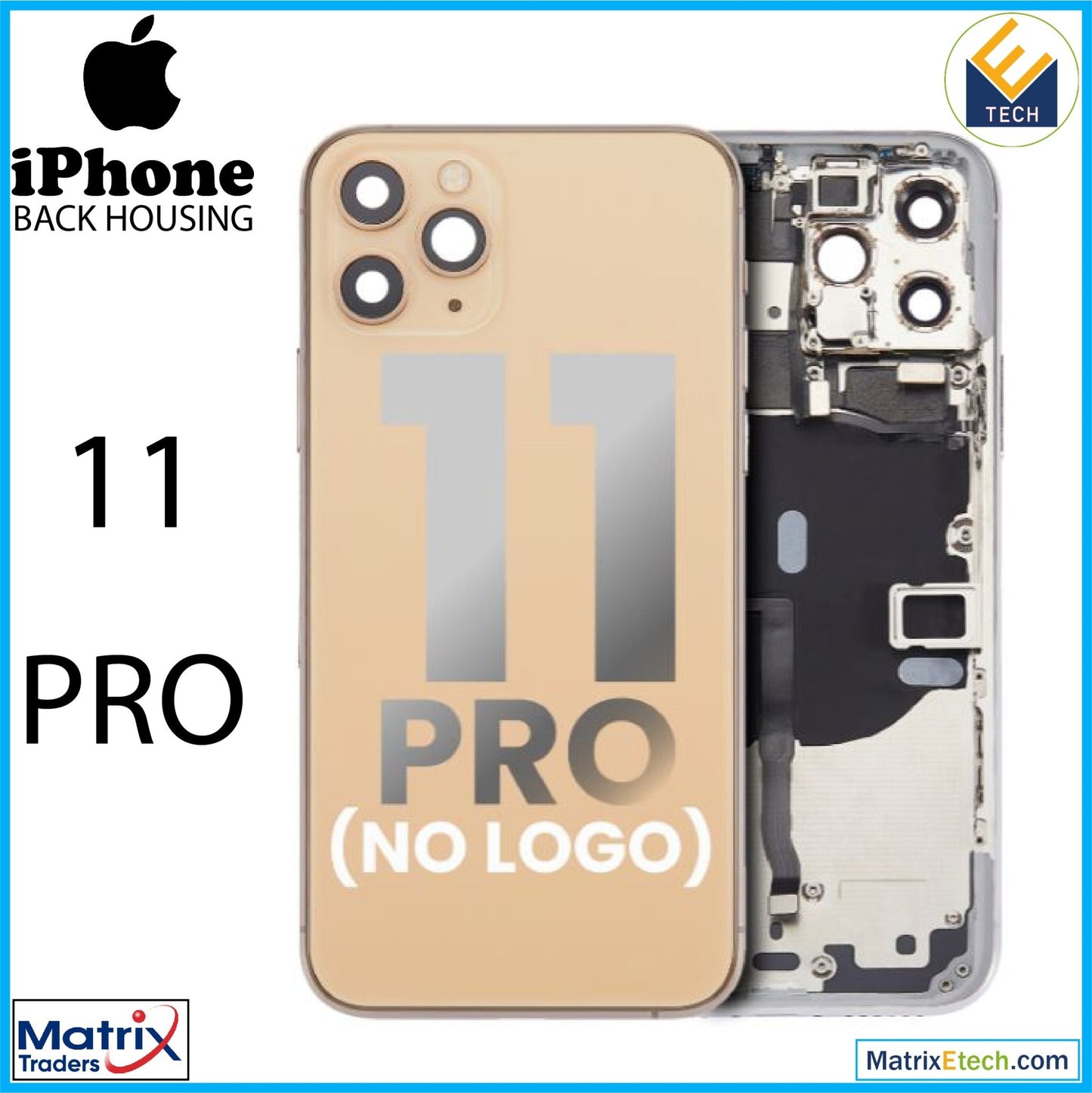 iPhone 11 Pro Back Housing W Small Components Pre - Installed (Aftermarket Plus) - Matrix Traders