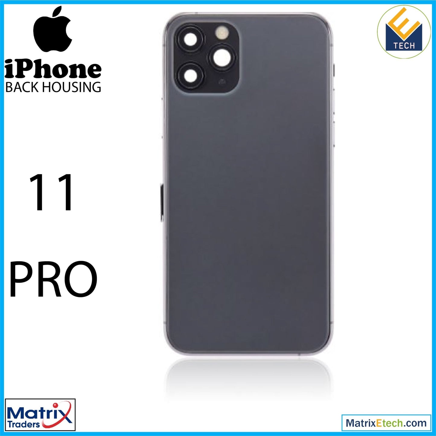 iPhone 11 Pro Back Housing W Small Components Pre - Installed (Aftermarket Plus) - Matrix Traders