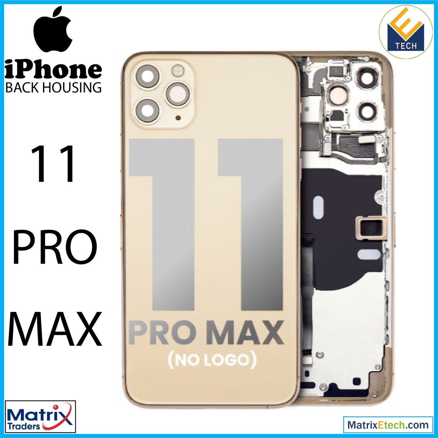 iPhone 11 Pro Max Back Housing W Small Components Pre - Installed (Aftermarket Plus) - Matrix Traders