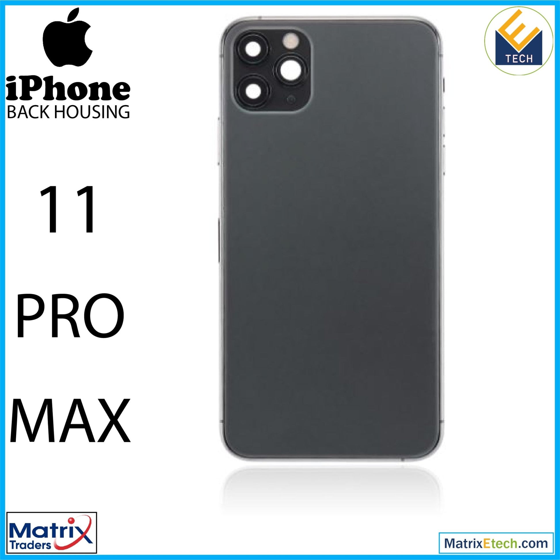 iPhone 11 Pro Max Back Housing W Small Components Pre - Installed (Aftermarket Plus) - Matrix Traders