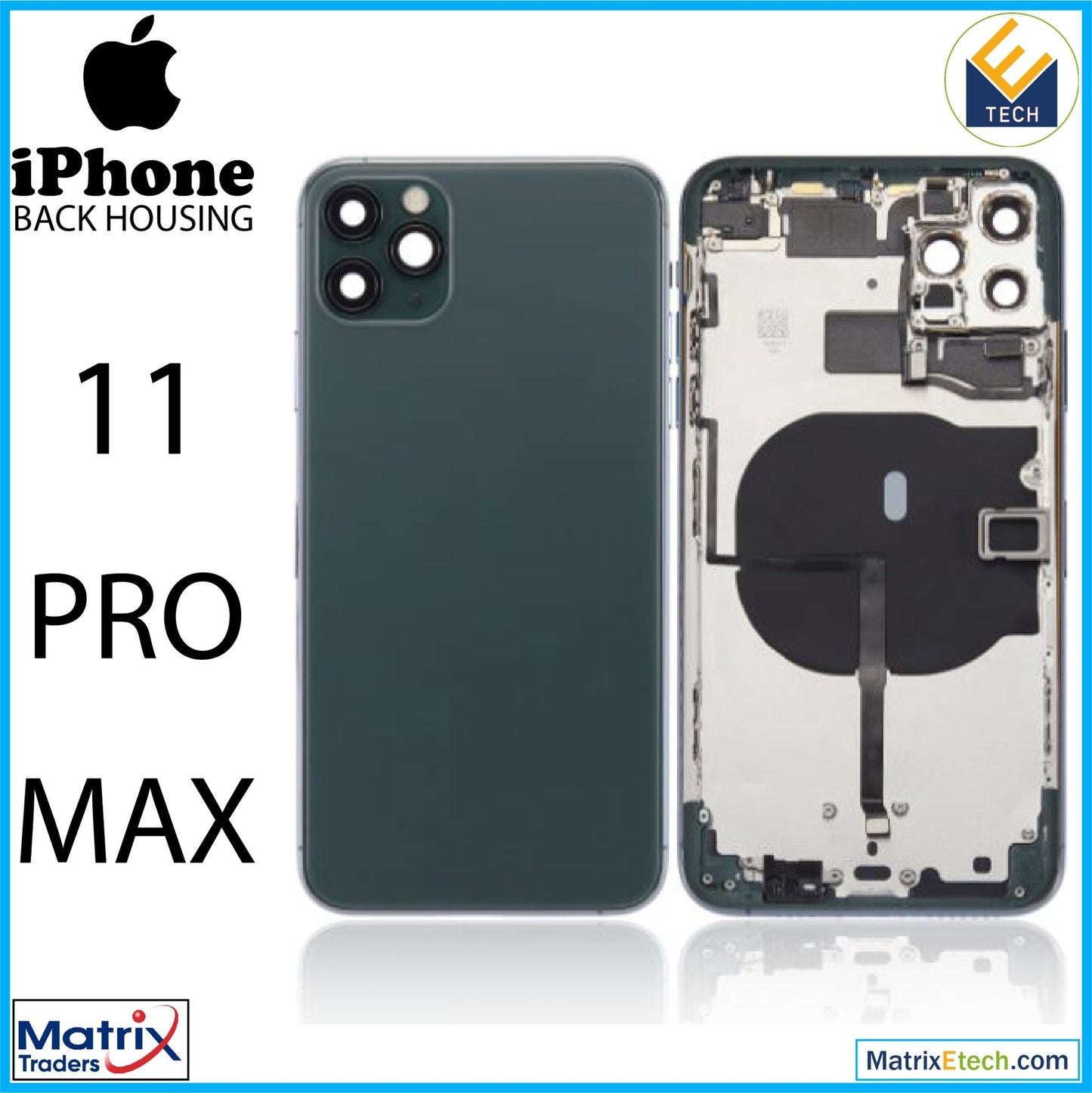 iPhone 11 Pro Max Back Housing W Small Components Pre - Installed (Aftermarket Plus) - Matrix Traders