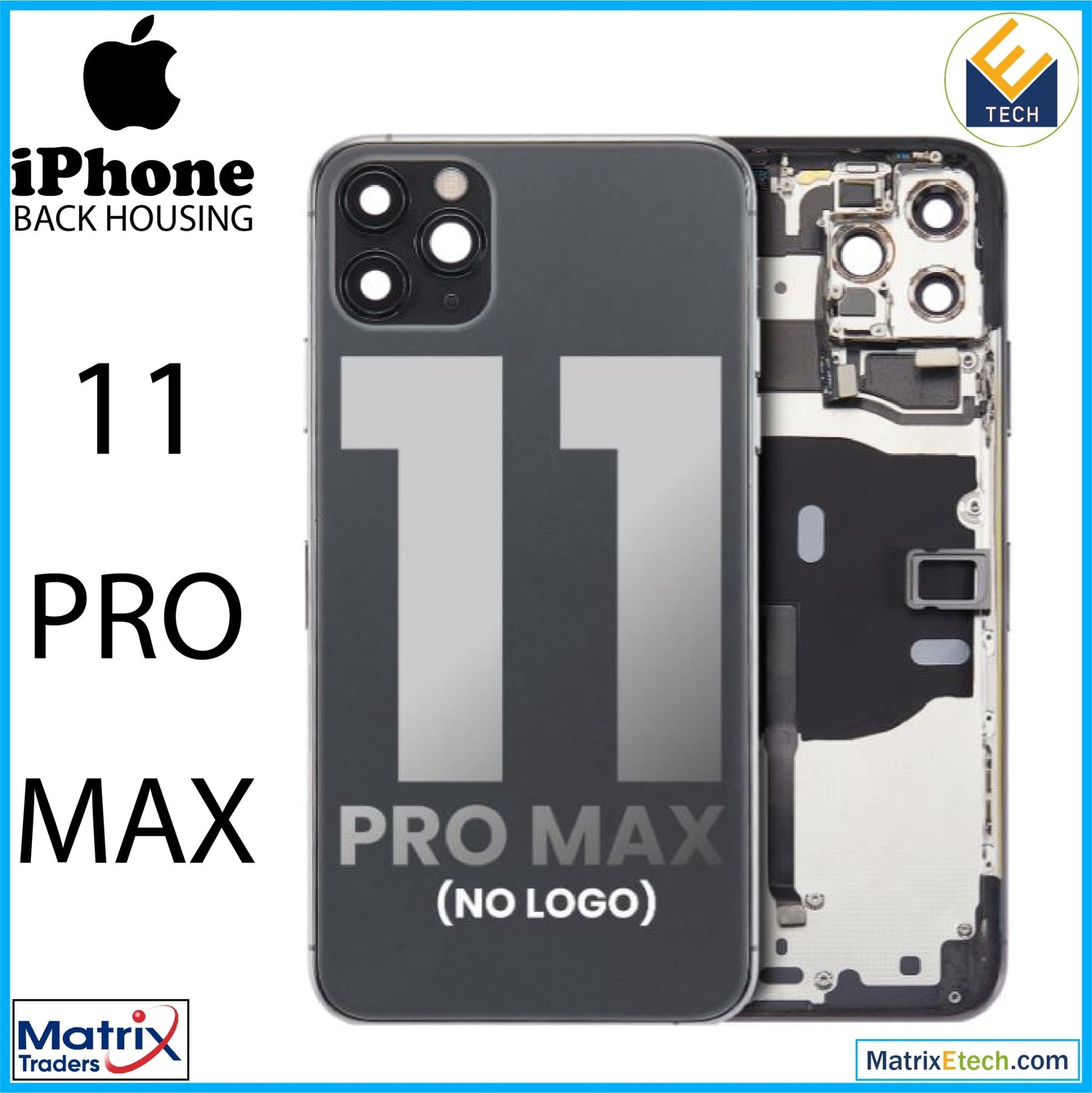 iPhone 11 Pro Max Back Housing W Small Components Pre - Installed (Aftermarket Plus) - Matrix Traders