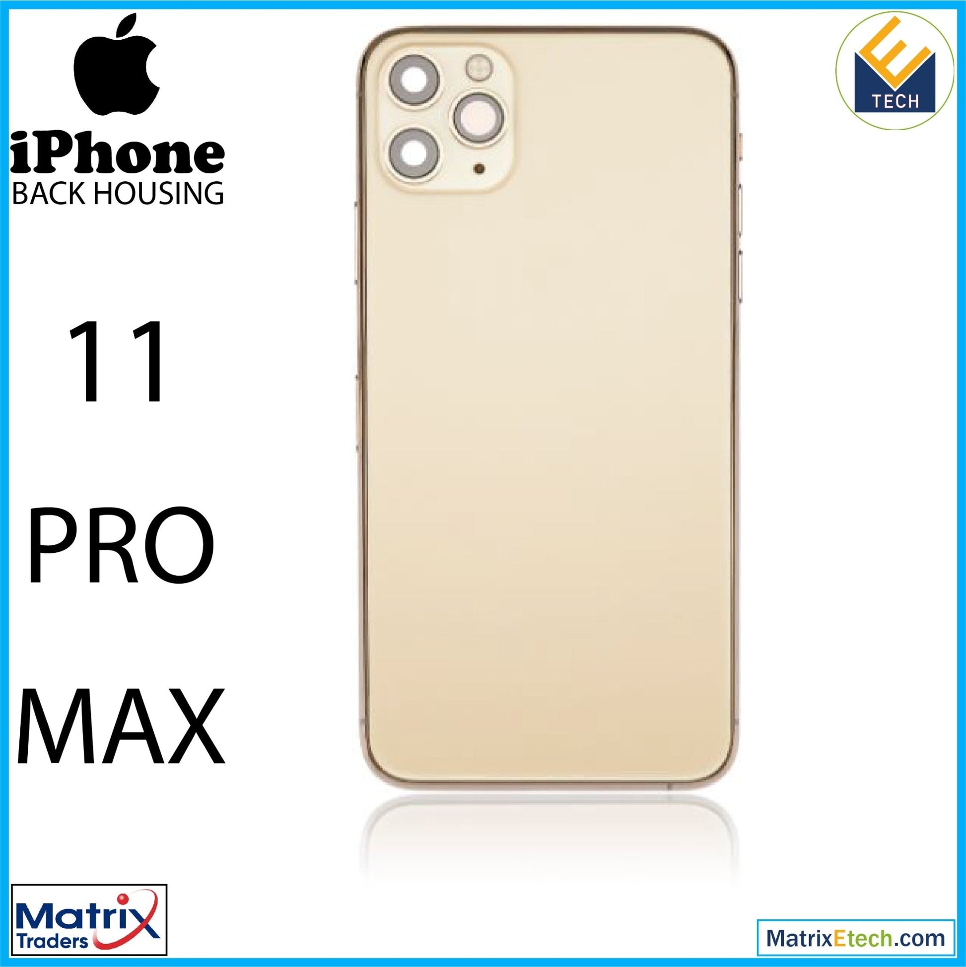 iPhone 11 Pro Max Back Housing W Small Components Pre - Installed (Aftermarket Plus) - Matrix Traders