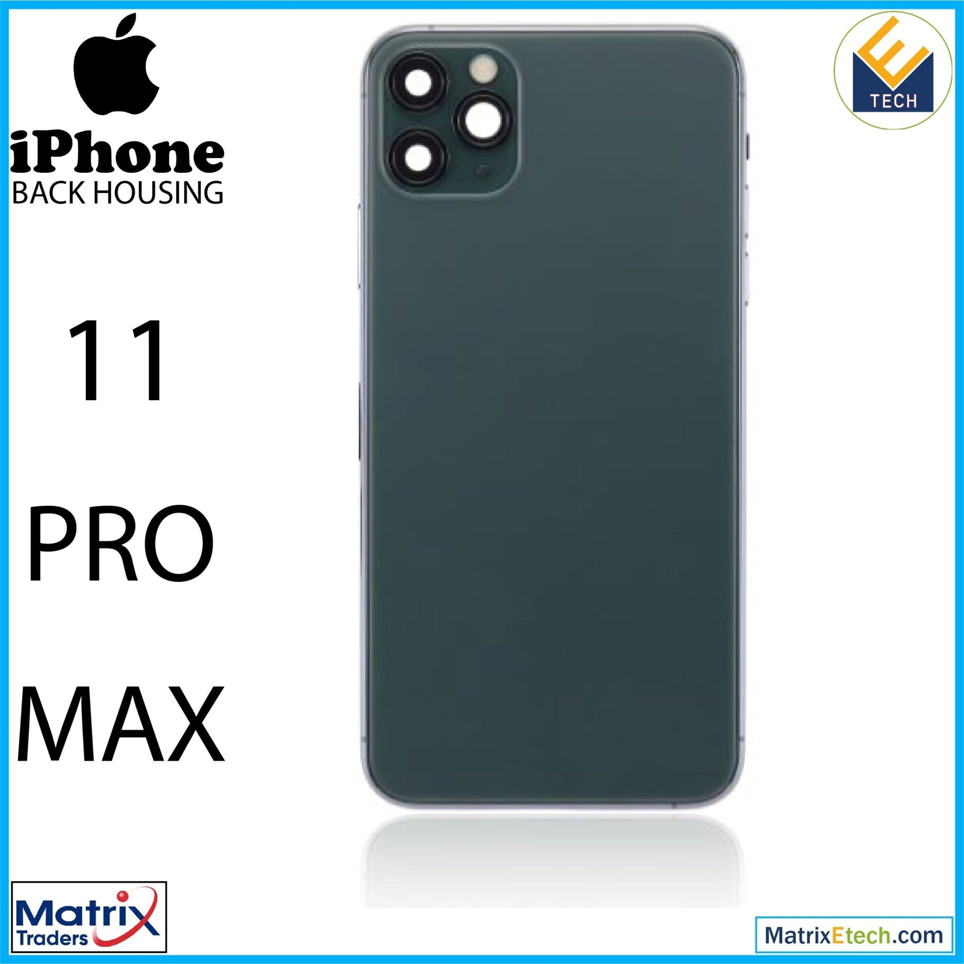 iPhone 11 Pro Max Back Housing W Small Components Pre - Installed (Aftermarket Plus) - Matrix Traders