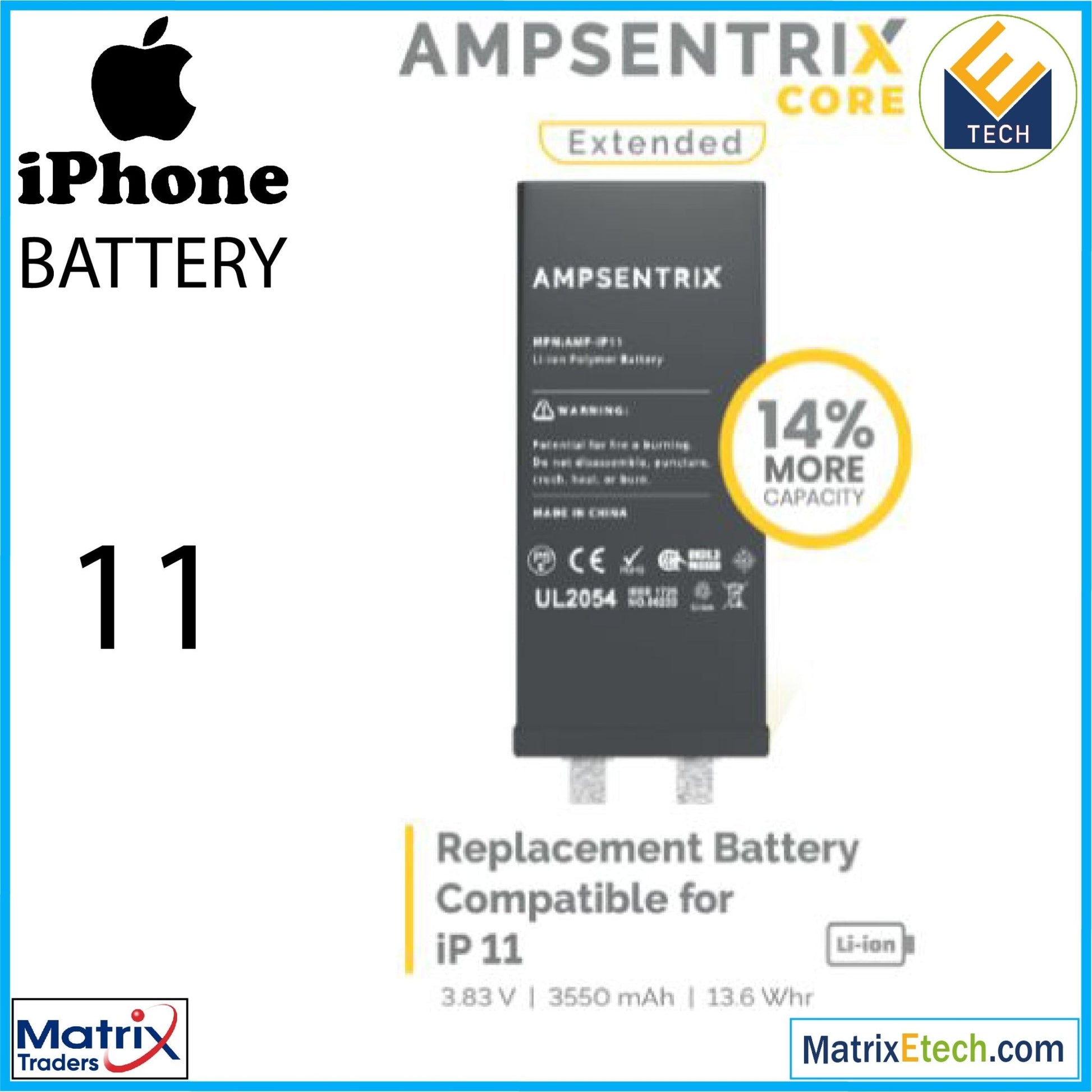 IPhone 11 Replacement Battery (Core Extended) - Matrix Traders