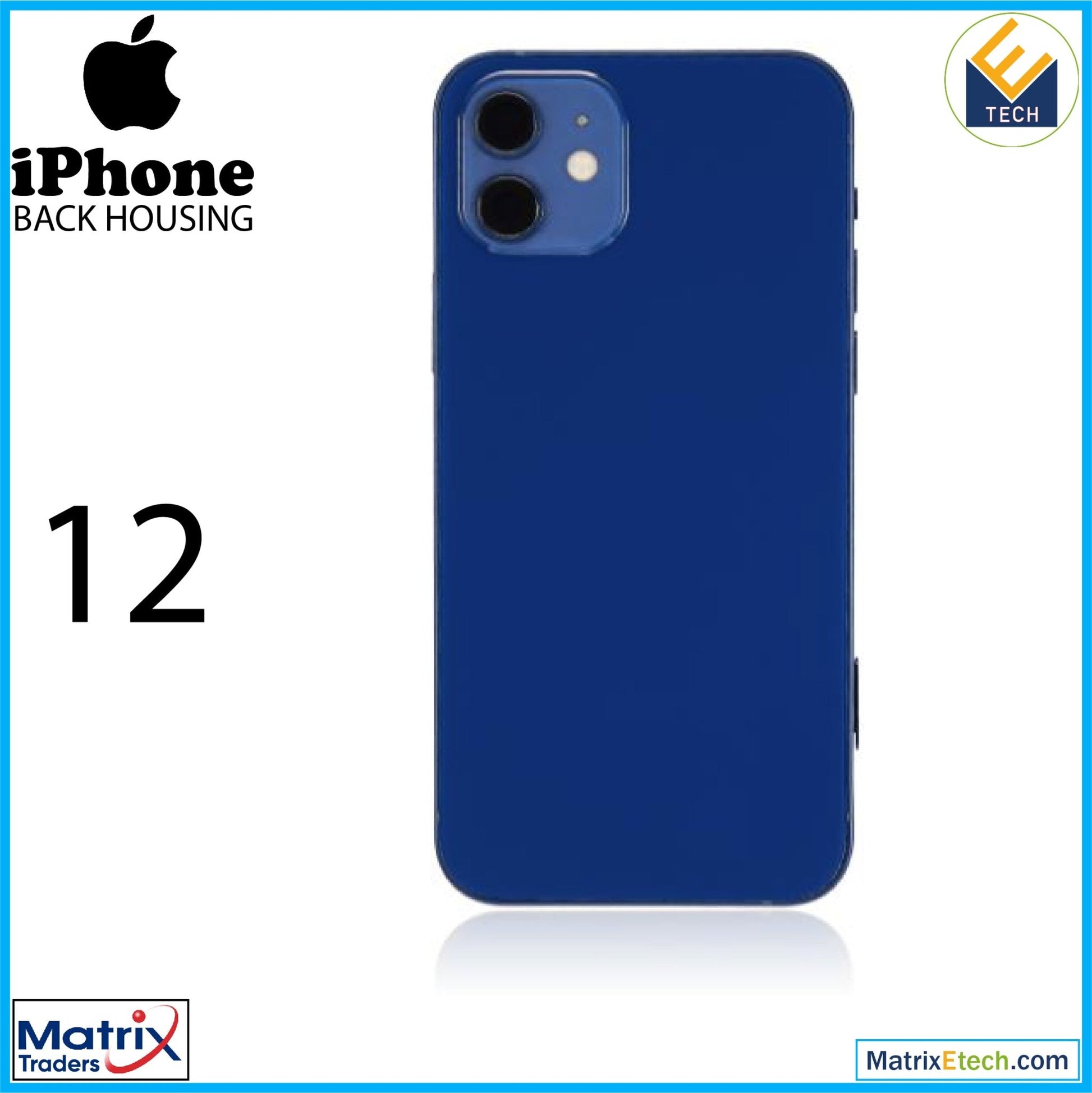 iPhone 12 Back Housing W Small Components Pre - Installed (Aftermarket Plus) (International Version) - Matrix Traders