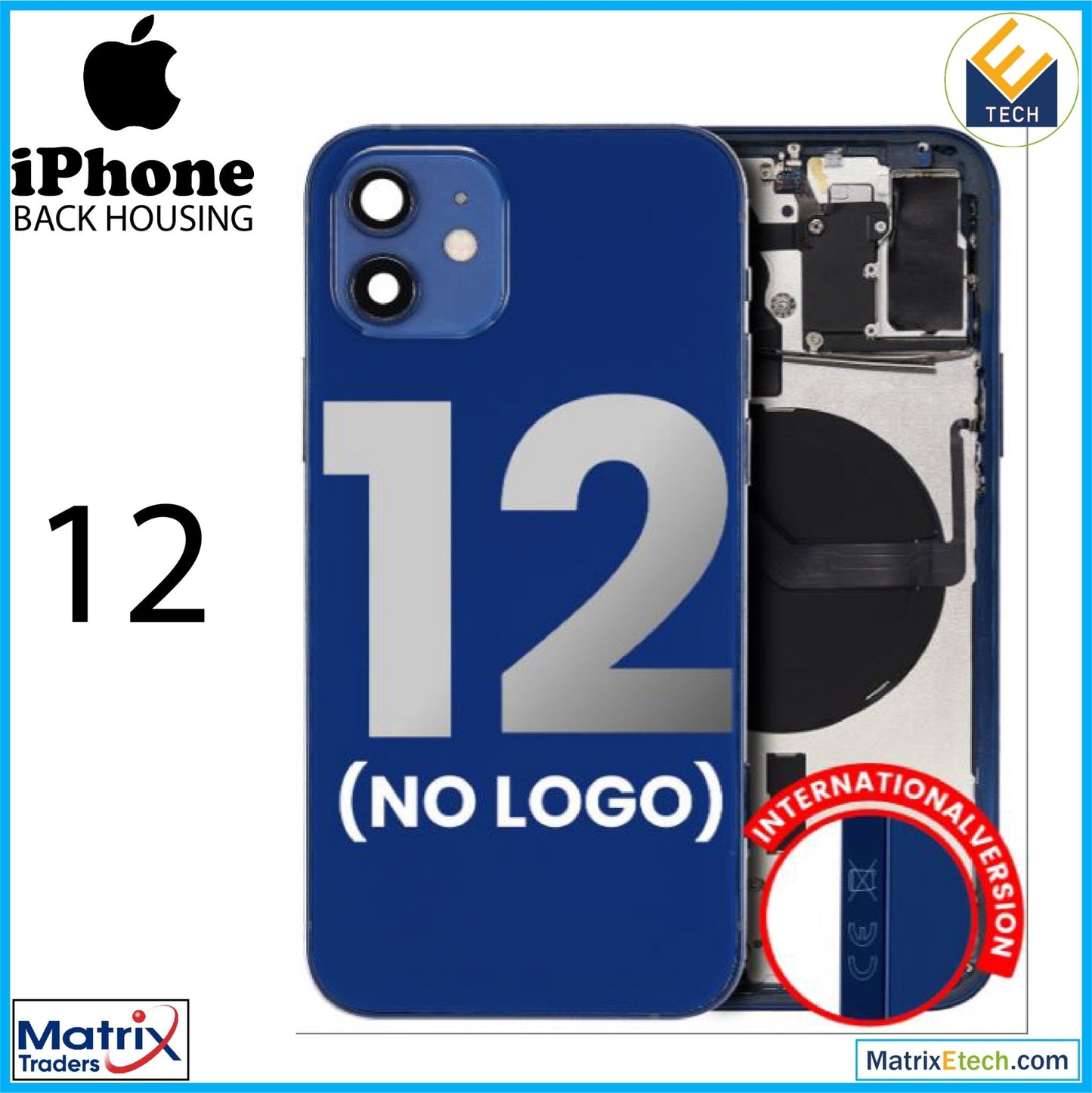 iPhone 12 Back Housing W Small Components Pre - Installed (Aftermarket Plus) (International Version) - Matrix Traders