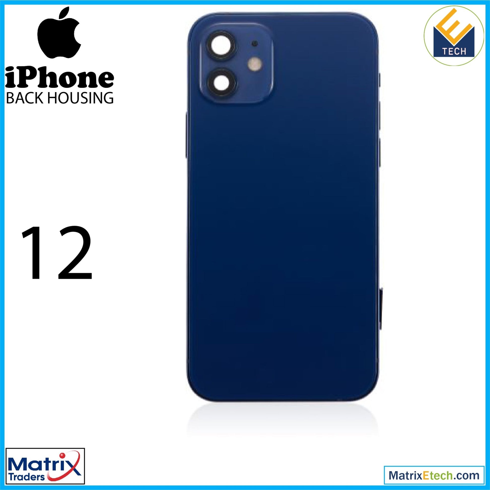 iPhone 12 Back Housing W Small Components Pre - Installed (US Version) (Aftermarket Plus) - Matrix Traders