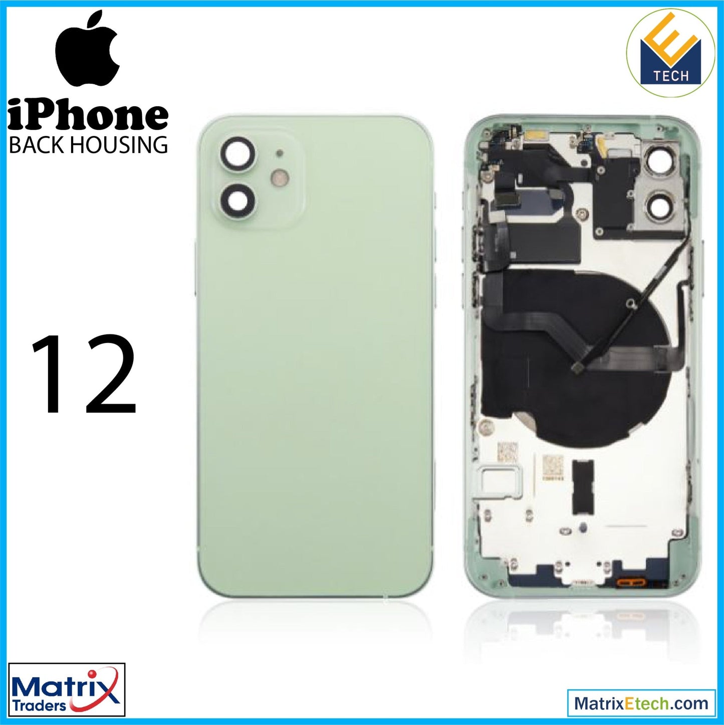 iPhone 12 Back Housing W Small Components Pre - Installed (US Version) (Aftermarket Plus) - Matrix Traders