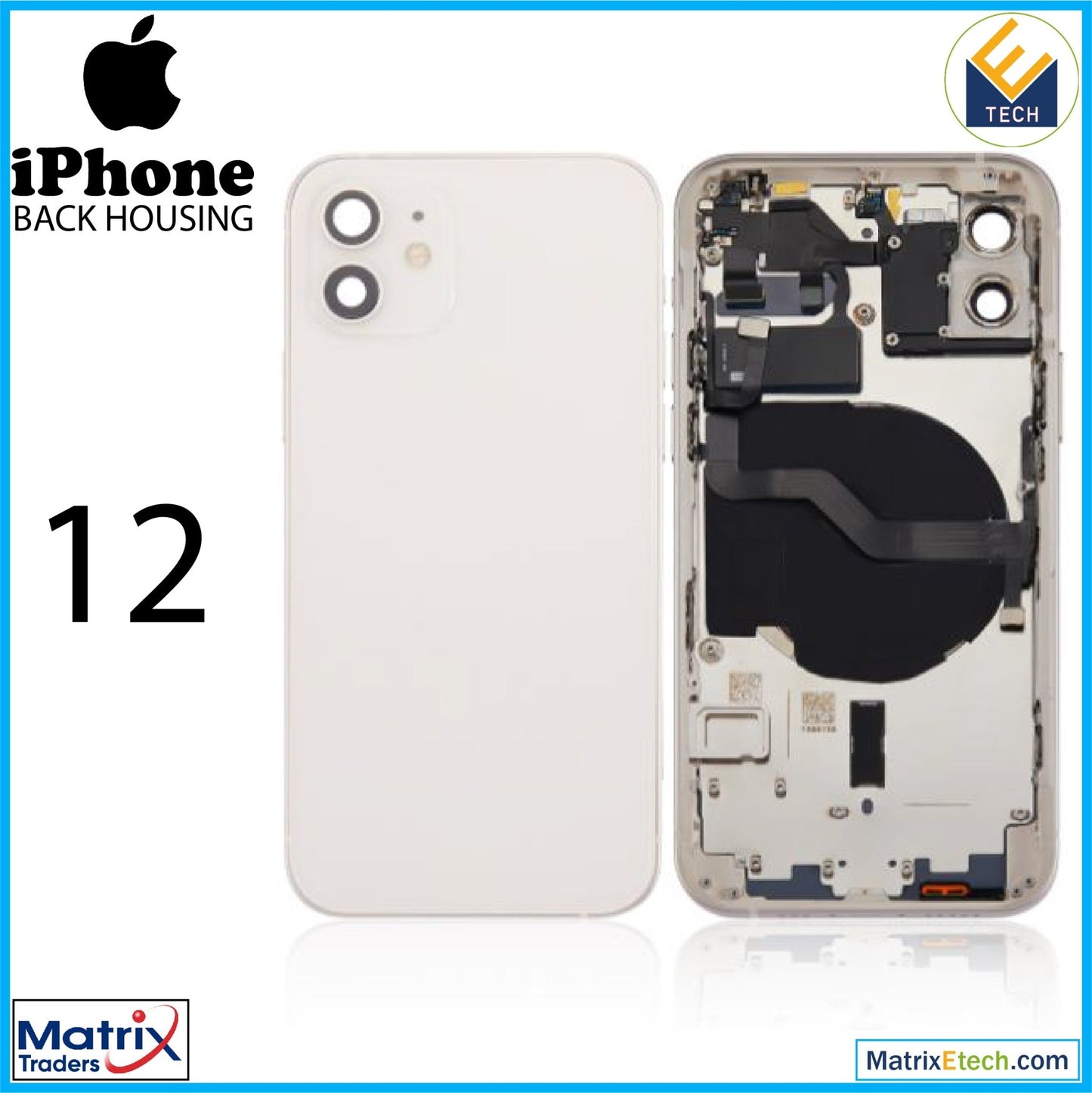 iPhone 12 Back Housing W Small Components Pre - Installed (US Version) (Aftermarket Plus) - Matrix Traders