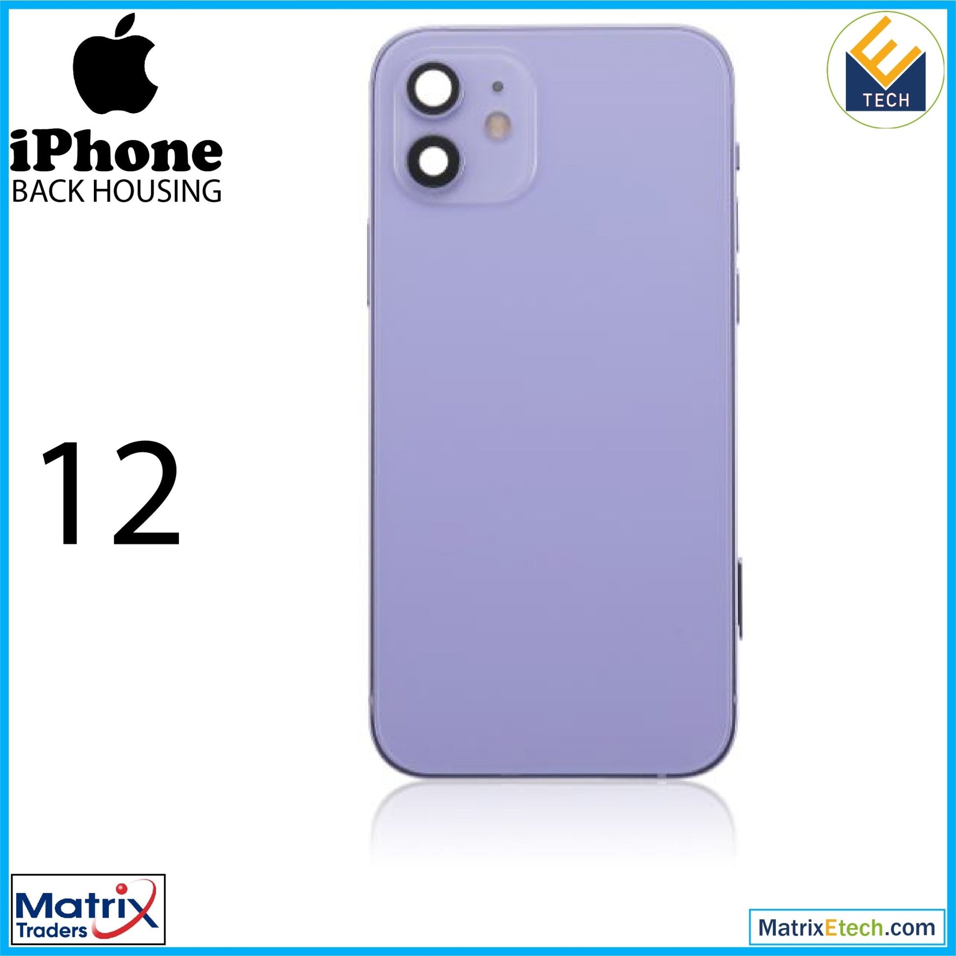 iPhone 12 Back Housing W Small Components Pre - Installed (US Version) (Aftermarket Plus) - Matrix Traders