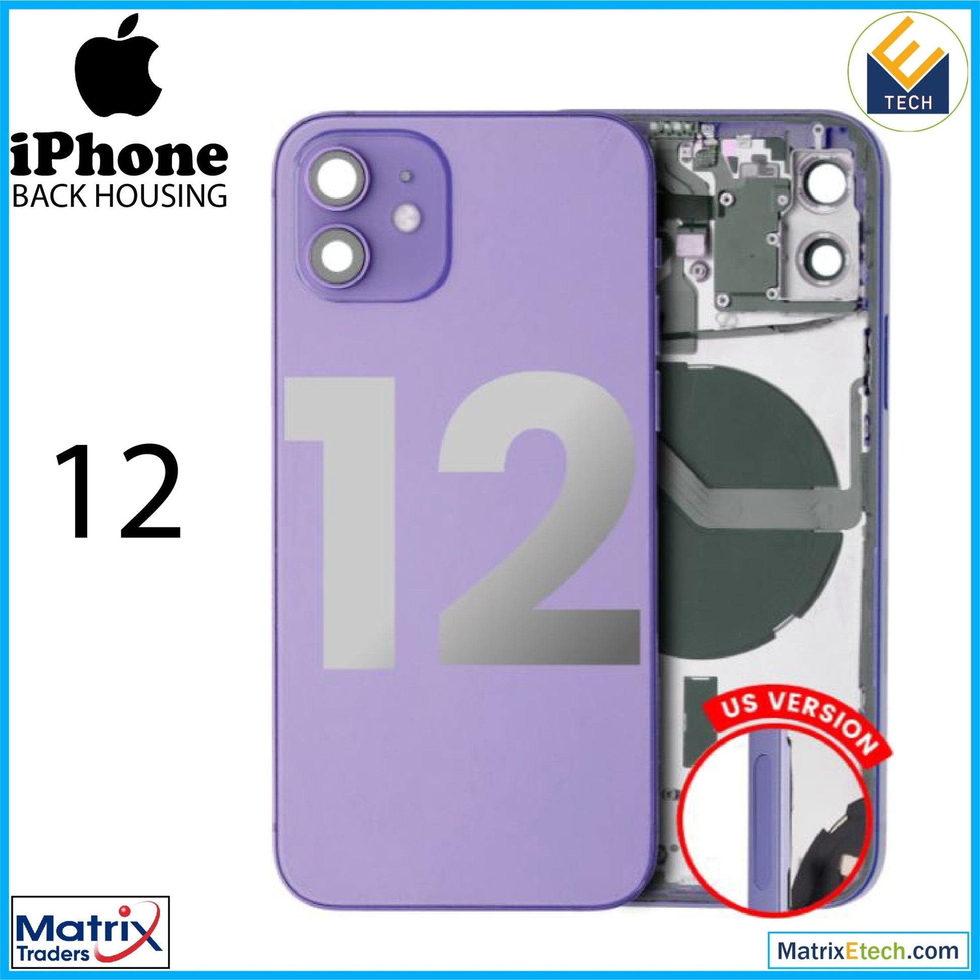 iPhone 12 Back Housing W Small (US Version) - Matrix Traders