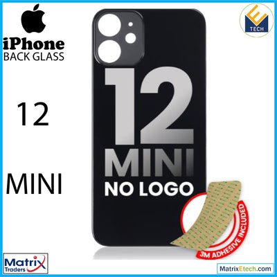 iPhone 12 Mini Back Glass With 3M Adhesive (No Logo Large Camera Hole) - Matrix Traders