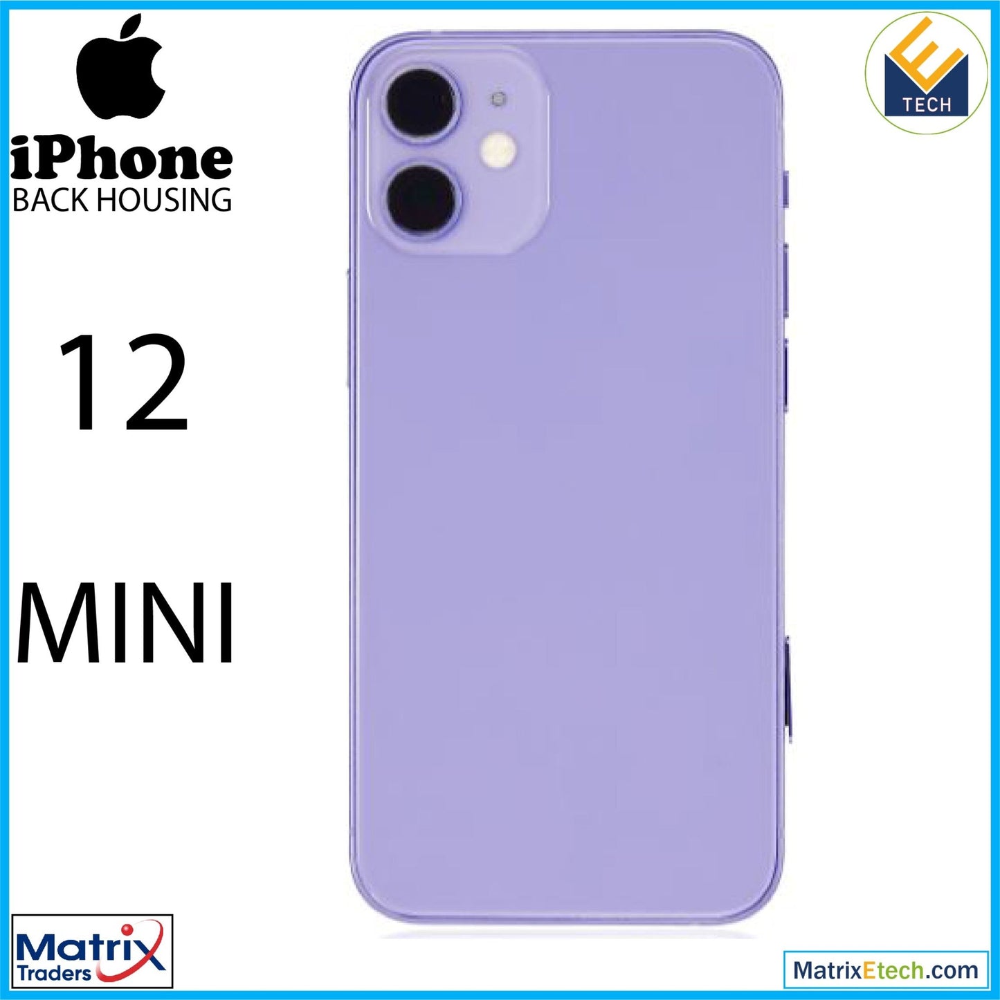 iPhone 12 Mini Back Housing W Small Components Pre - Installed (Aftermarket Plus) (International Version) - Matrix Traders