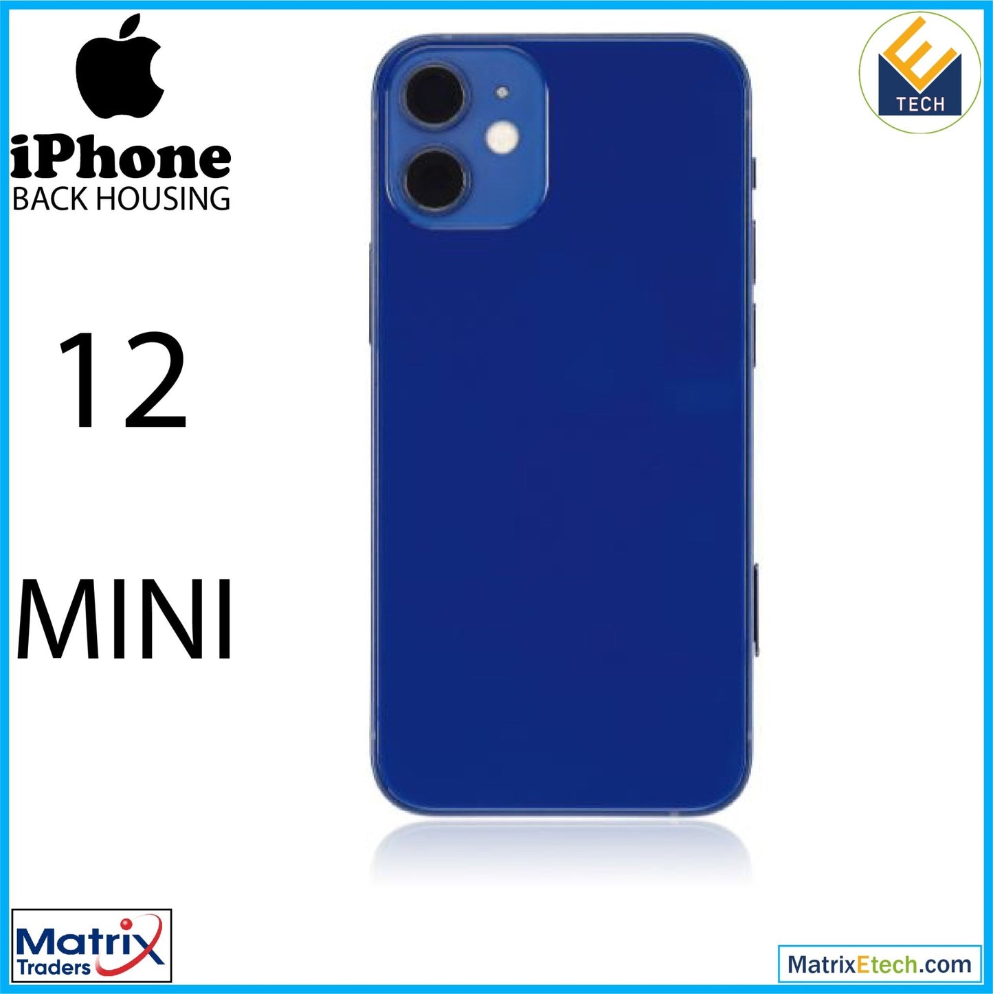 iPhone 12 Mini Back Housing W Small Components Pre - Installed (Aftermarket Plus) (International Version) - Matrix Traders