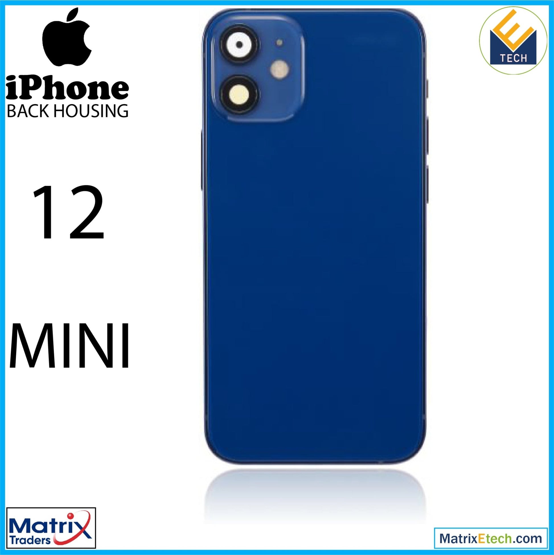 iPhone 12 Mini Back Housing W Small Components Pre - Installed (US Version) (Aftermarket Plus) - Matrix Traders