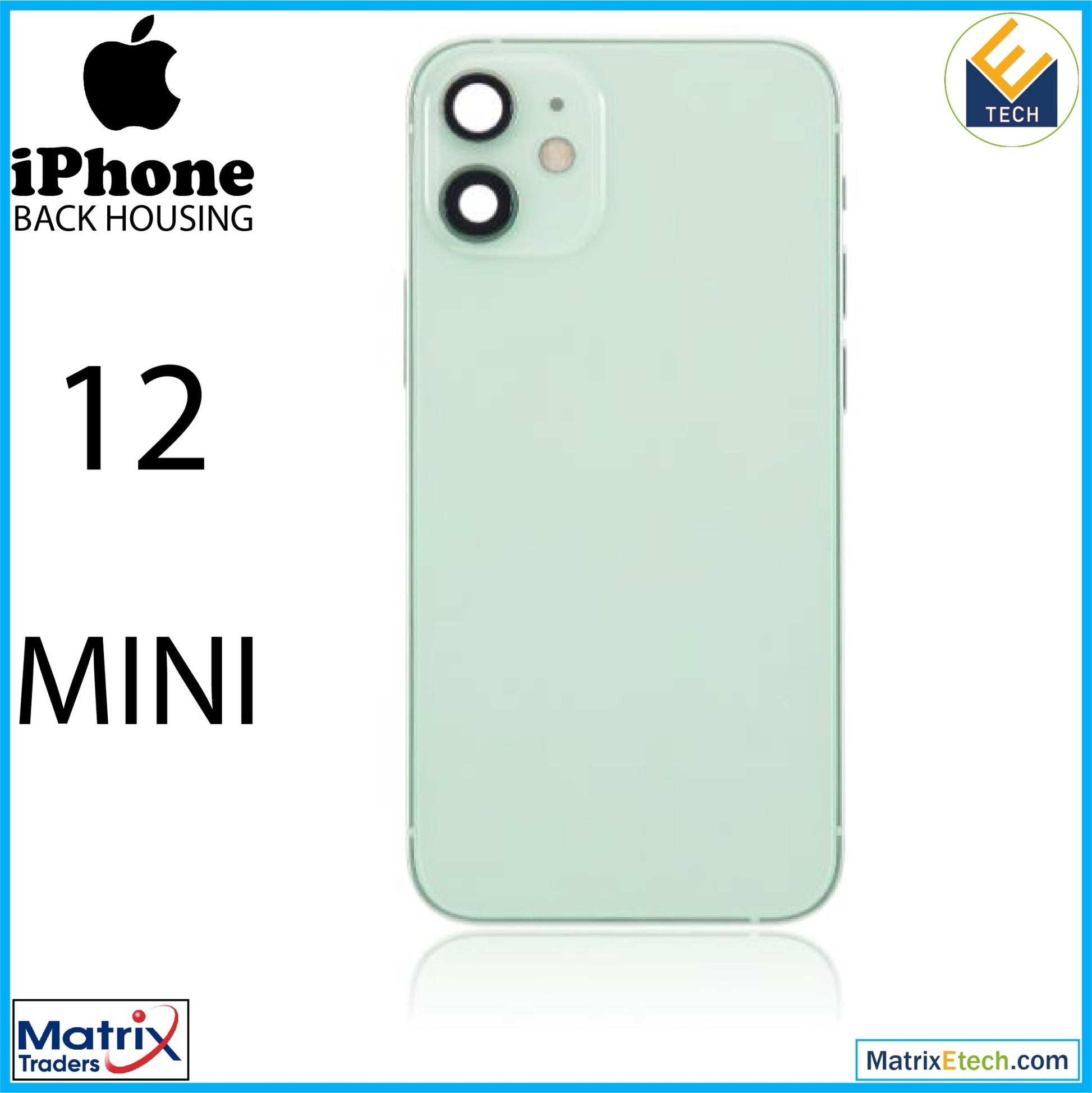 iPhone 12 Mini Back Housing W Small Components Pre - Installed (US Version) (Aftermarket Plus) - Matrix Traders