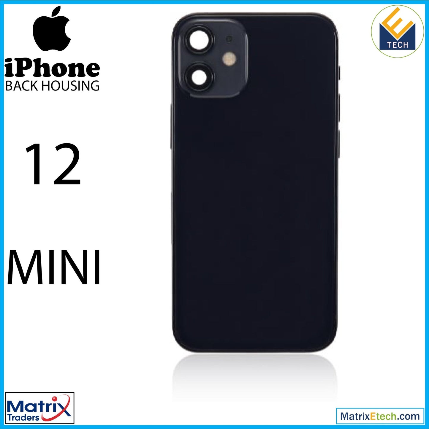 iPhone 12 Mini Back Housing W Small Components Pre - Installed (US Version) (Aftermarket Plus) - Matrix Traders