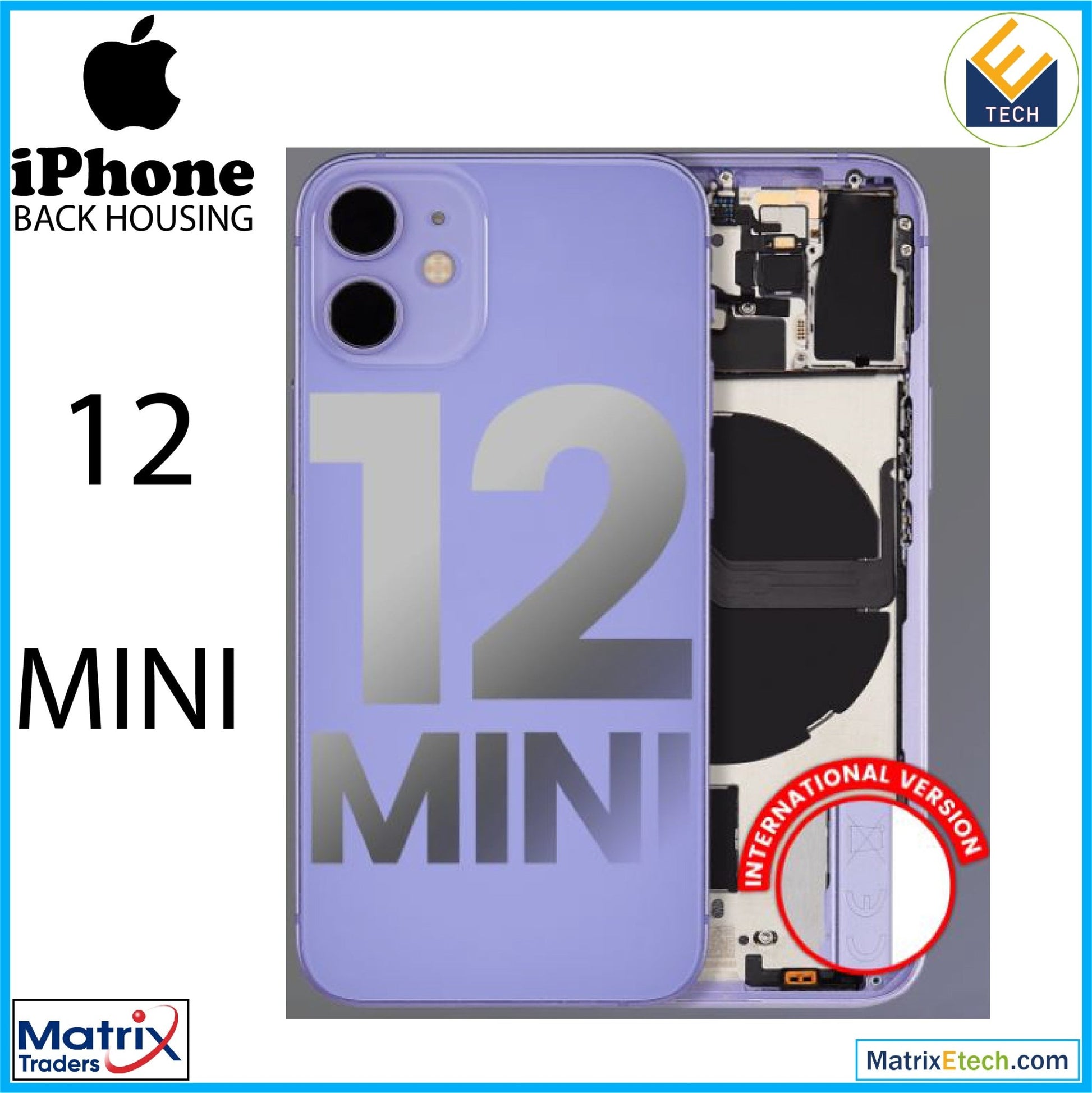 iPhone 12 Mini Back Housing W Small (International Version) - Matrix Traders