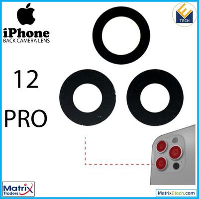 iPhone 12 Pro Back Camera Lens (Glass Only) With Adhesive (3 Piece Set) - Matrix Traders