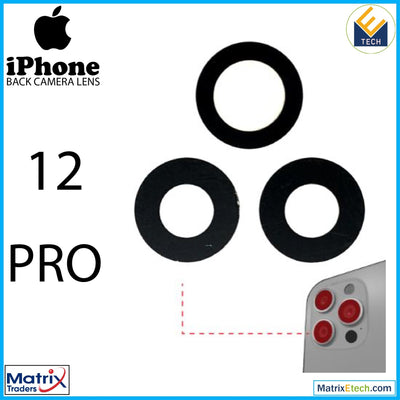 iPhone 12 Pro Back Camera Lens With Adhesive (3 Piece Set) (10 Pack) - Matrix Traders