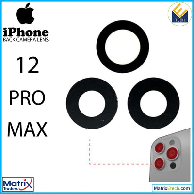 iPhone 12 Pro Max Back Camera Lens With Adhesive (3 Piece Set) (10 Pack) - Matrix Traders