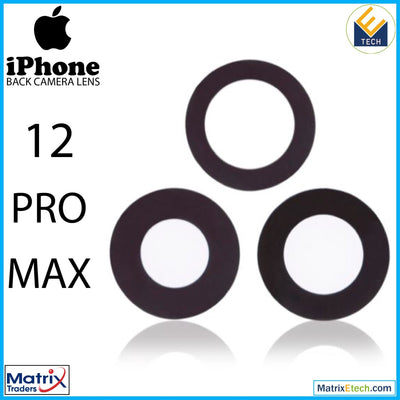 iPhone 12 Pro Max Back Camera Lens With Adhesive (3 Piece Set) - Matrix Traders