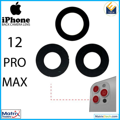 iPhone 12 Pro Max Back Camera Lens With Adhesive (3 Piece Set) - Matrix Traders