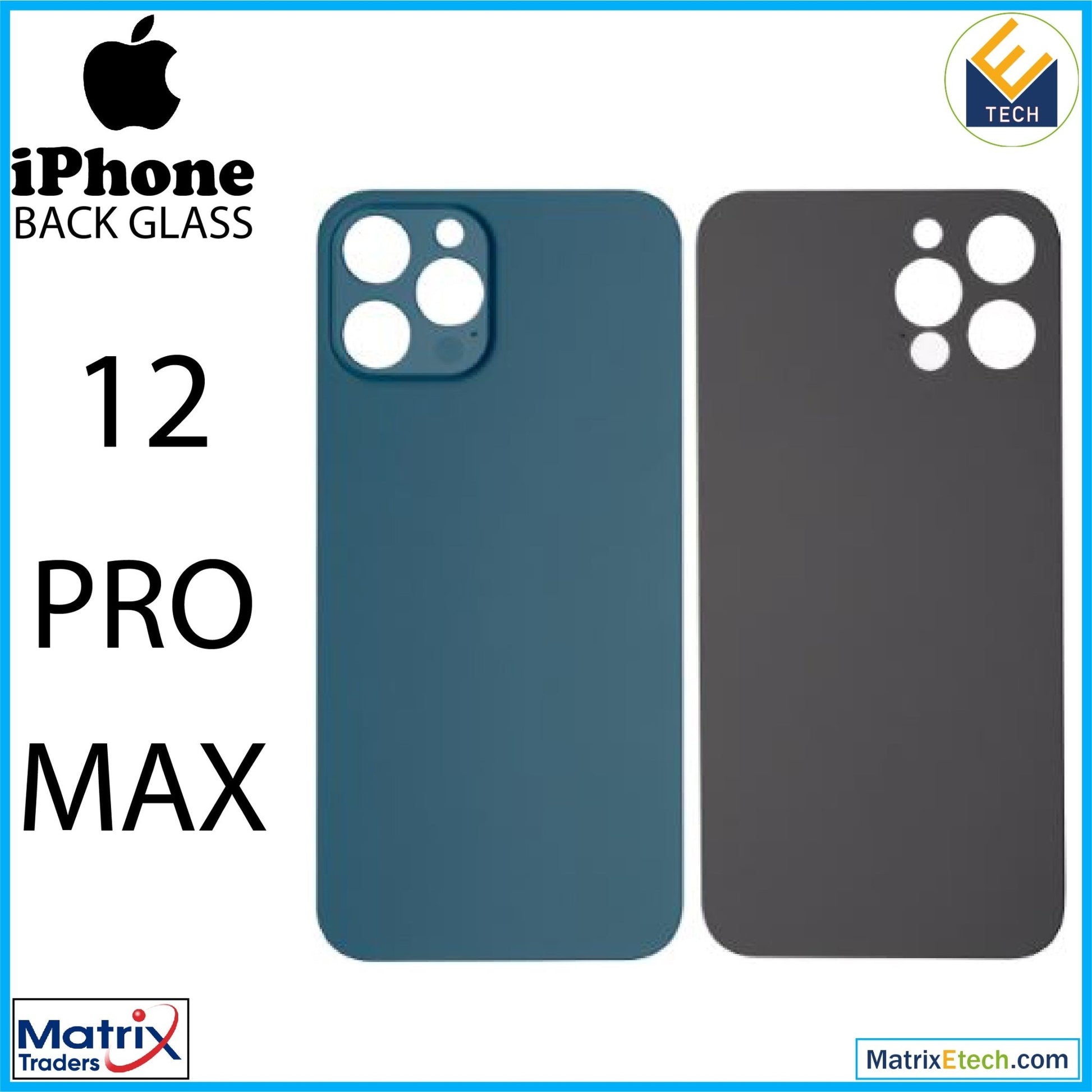 iPhone 12 Pro Max Back Glass With 3M Adhesive (Normal) - Matrix Traders