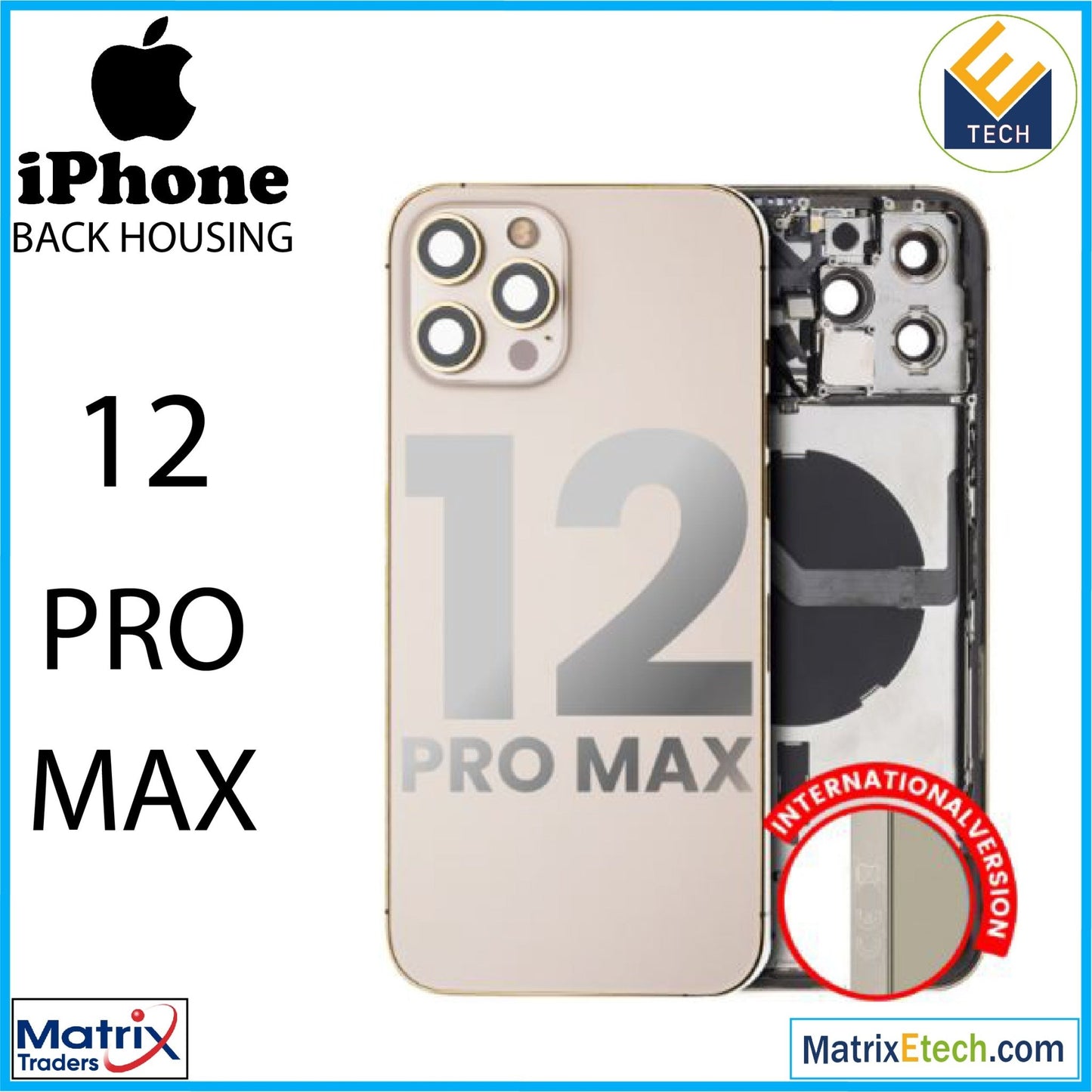 iPhone 12 Pro Max Back Housing W Small (International Version) - Matrix Traders