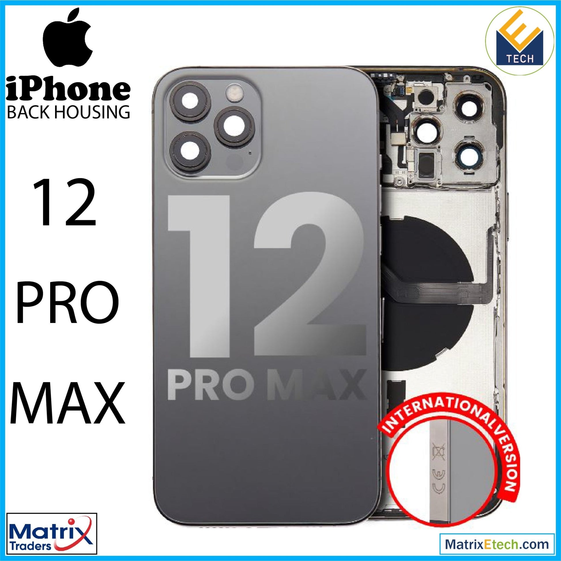 iPhone 12 Pro Max Back Housing W Small (International Version) - Matrix Traders