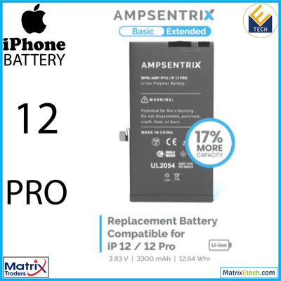 iPhone 12 Pro Replacement Battery (AmpSentrix Basic Extended) - Matrix Traders