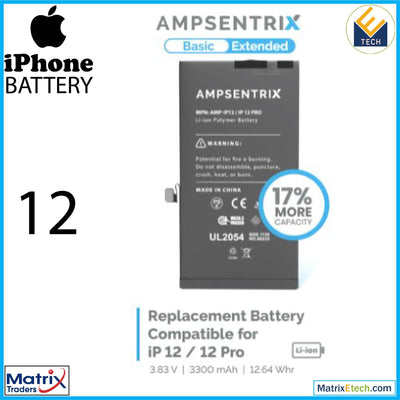 iPhone 12 Replacement Battery (AmpSentrix Basic Extended) - Matrix Traders