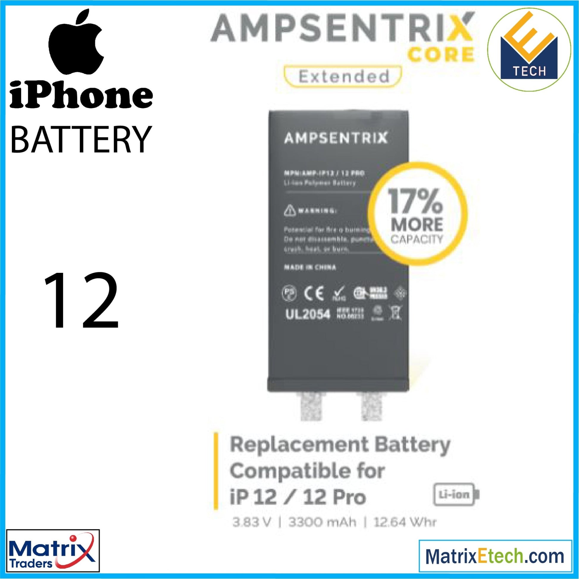 IPhone 12 Replacement Battery (Core Extended) - Matrix Traders