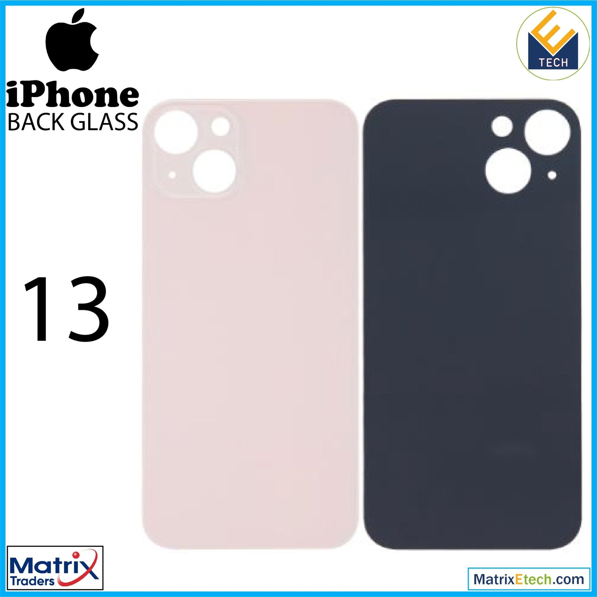 iPhone 13 Back Glass With 3M Adhesive (Normal) - Matrix Traders