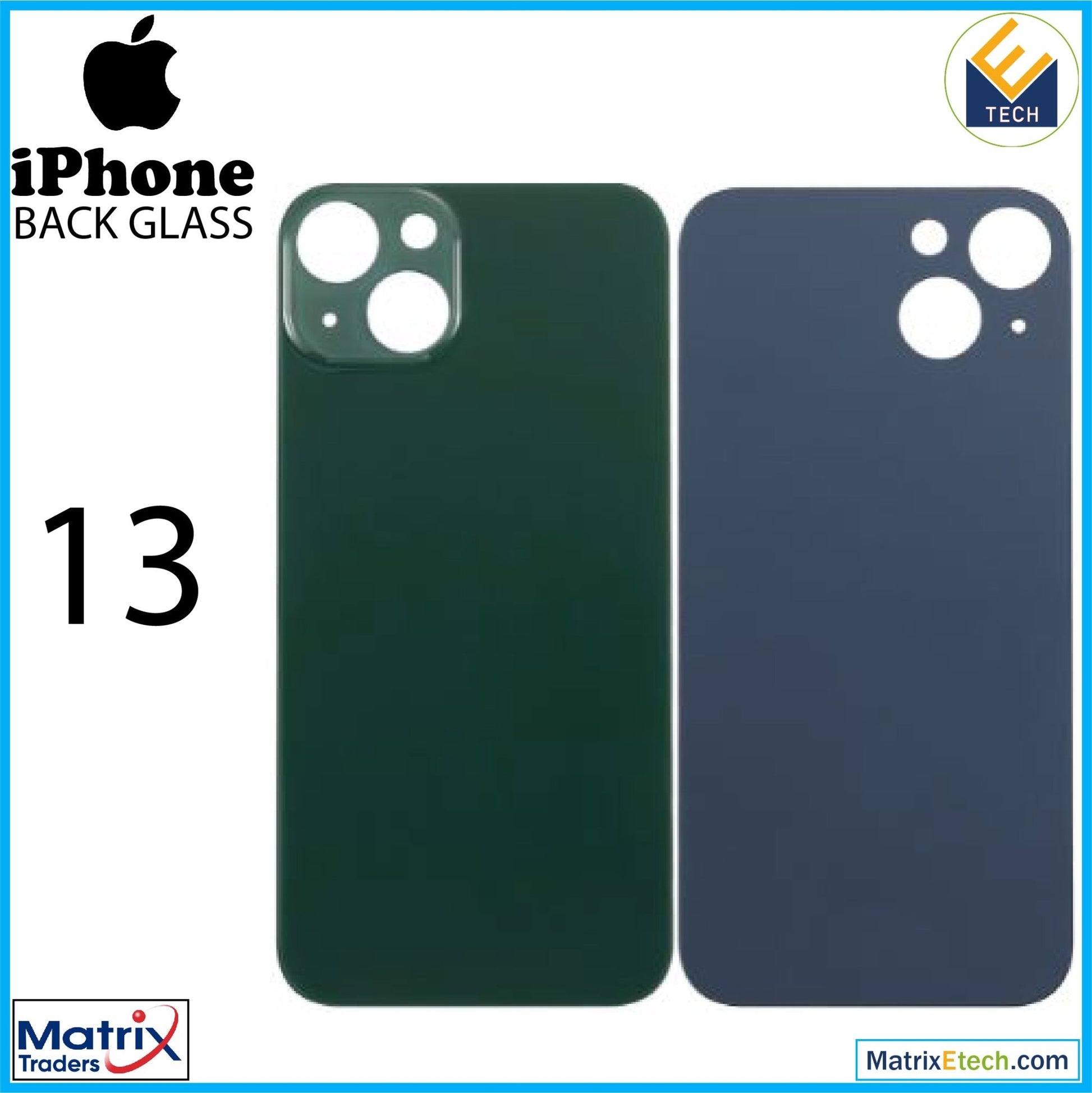 iPhone 13 Back Glass With 3M Adhesive (Normal) - Matrix Traders