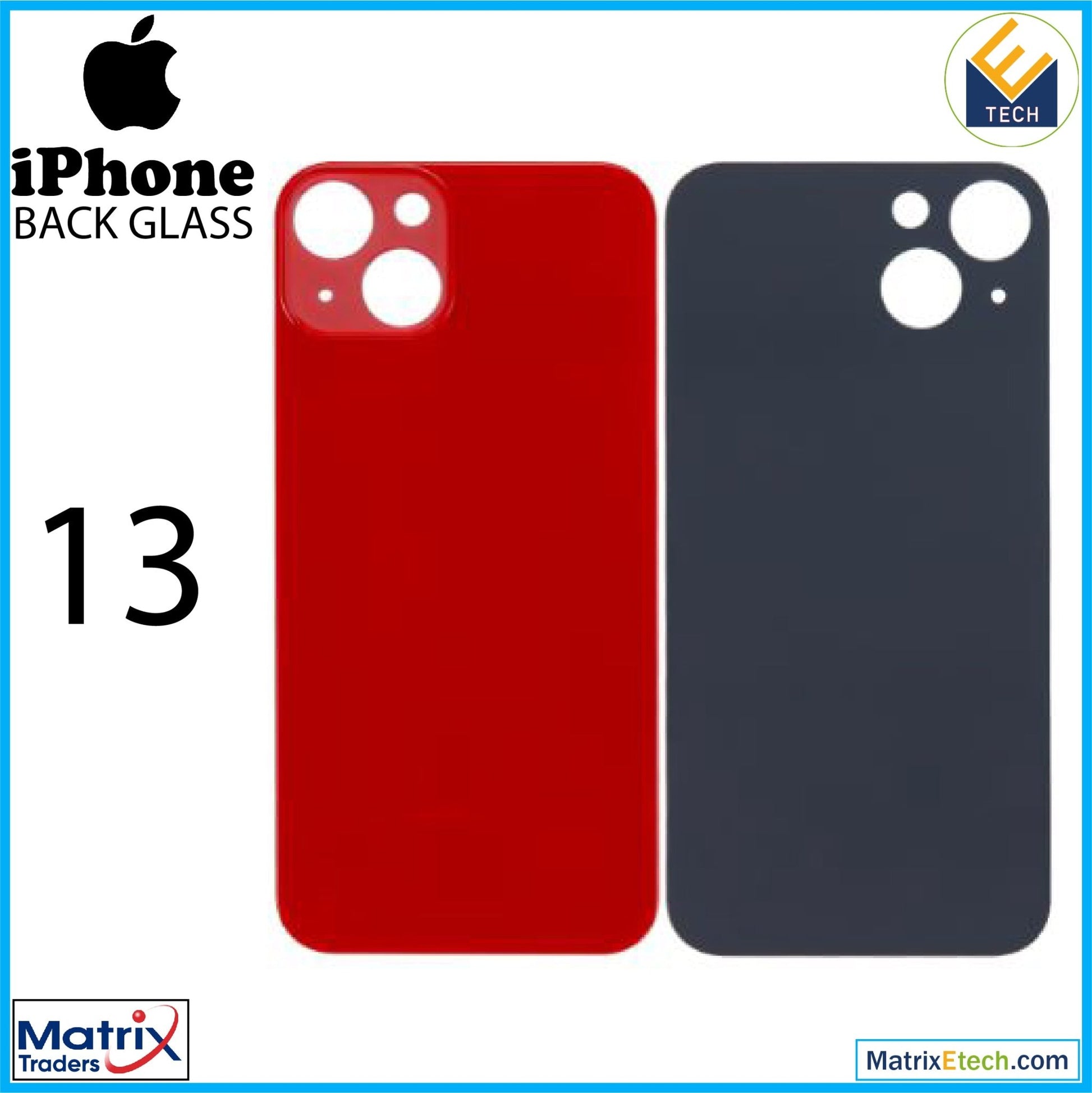 iPhone 13 Back Glass With 3M Adhesive (Normal) - Matrix Traders