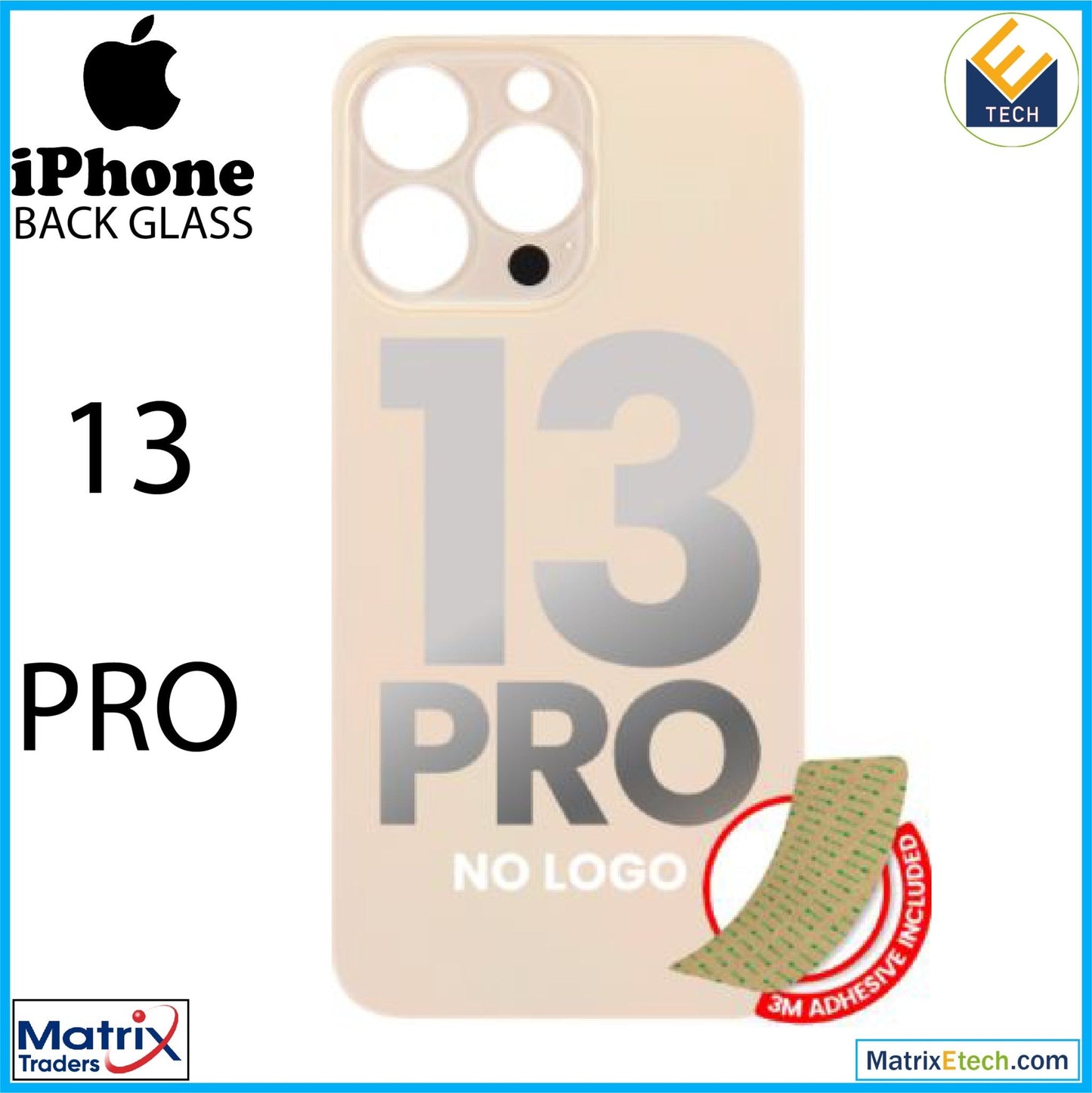 iPhone 13 Pro Back Glass With 3M Adhesive (Normal) - Matrix Traders