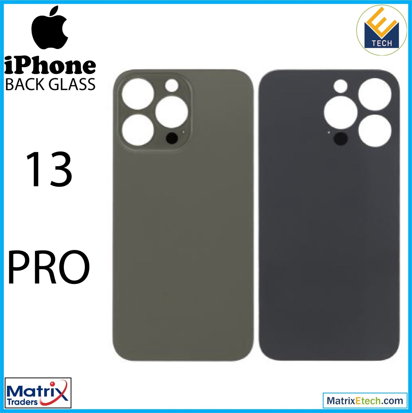 iPhone 13 Pro Back Glass With 3M Adhesive (Normal) - Matrix Traders